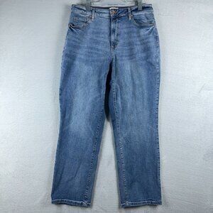 Sonoma High Rise Curvy Straight Jeans Womens Size 14R Denim Stretch Blue